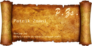 Petrik Zseni névjegykártya